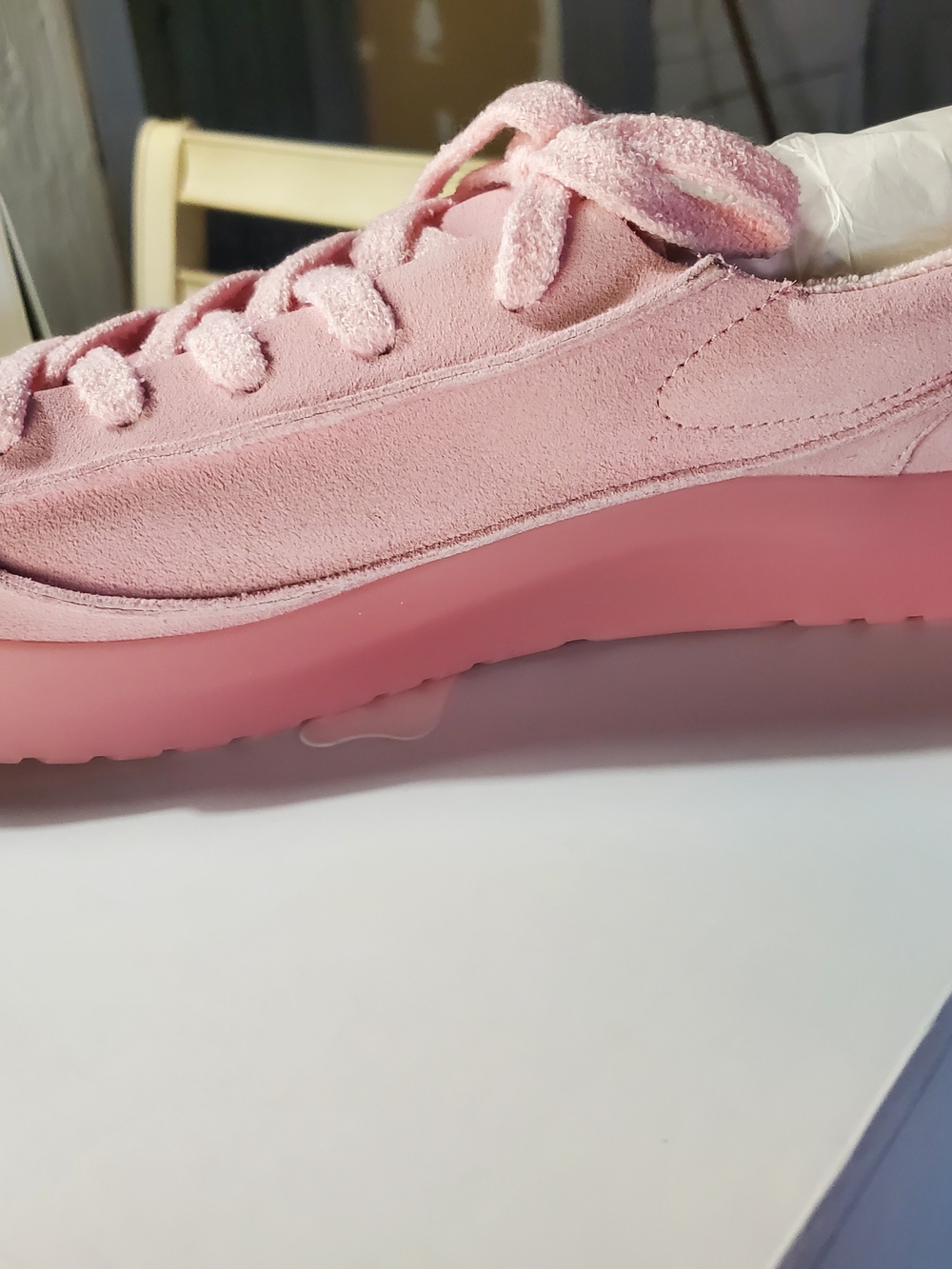 Suede Pink Platform Lace-Up Women's Sneaker